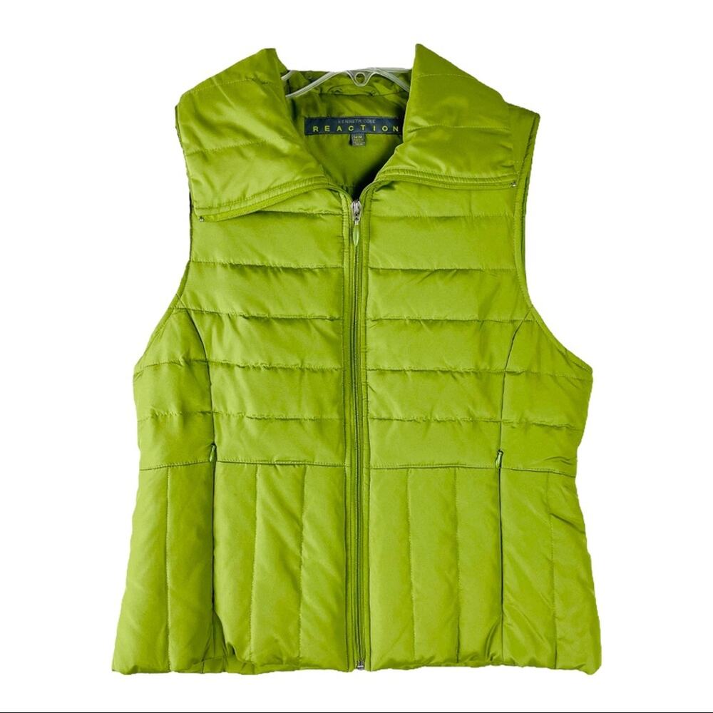 Kenneth Cole green down quilted puffer full zip vest - Picture 1 of 6